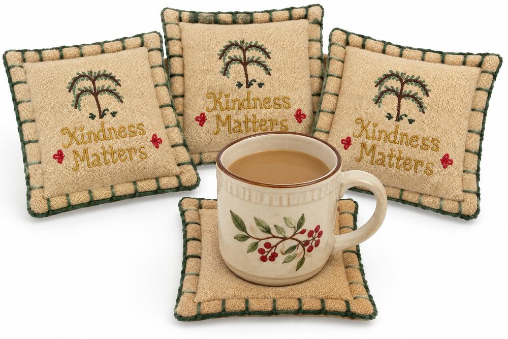 Kindness Matters Cinnamon Potpourri Mug Rugs Lot 4 Scented Coasters Country Gift